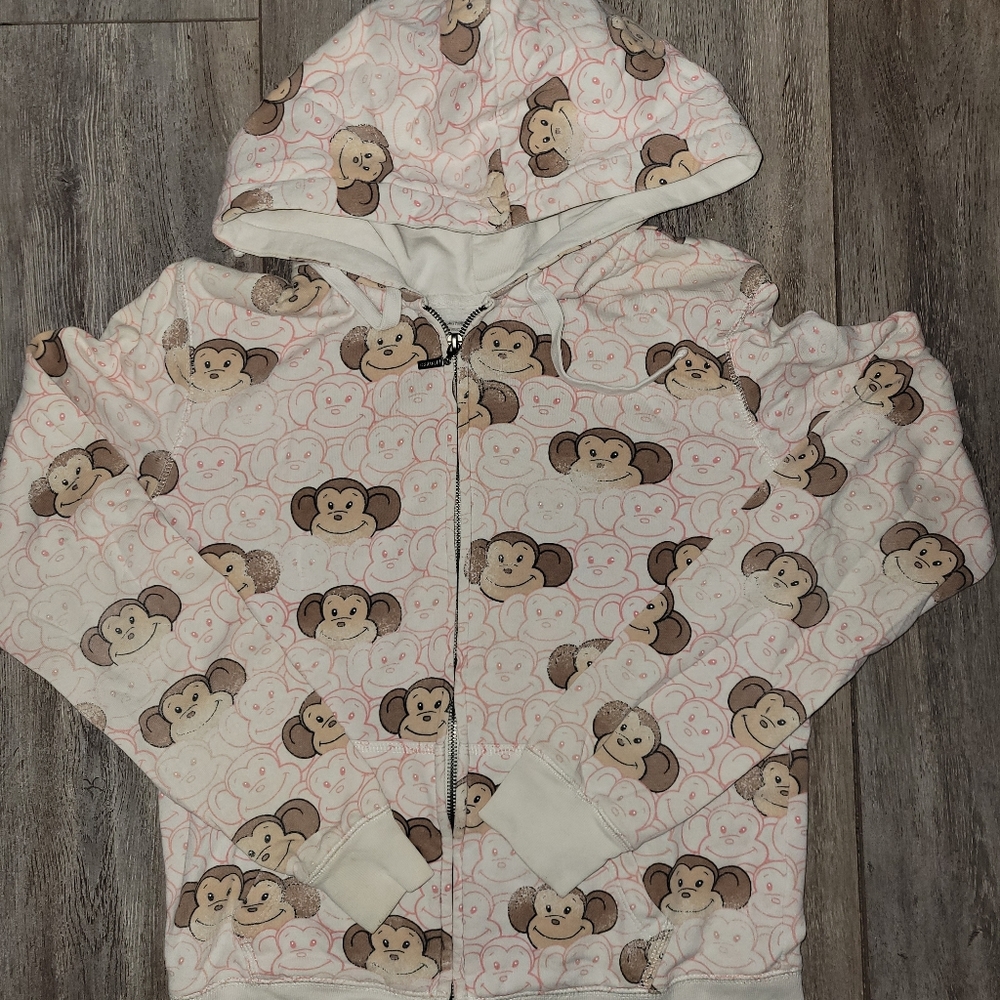 Aéropostale Printed Monkey Zip Hoodie